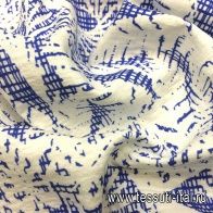 Жаккард матлассе (о) голубой орнамент на белом - итальянские ткани Тессутидея арт. 01-4075