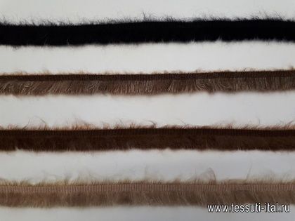 Репсовая лента с мохером (о) коричневая, черная, бежевая ш-2,5см - итальянские ткани Тессутидея арт. F-4104