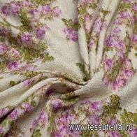Шанель (н) цветочный орнамент на молочном - итальянские ткани Тессутидея арт. 03-6165