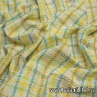 Шанель (н) бело-желто-сине-зеленая стилизованная клетка - итальянские ткани Тессутидея арт. 05-3690