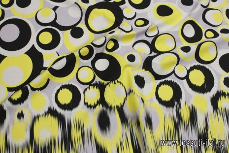 Хлопок (н) черно-желтый рисунок на белом - итальянские ткани Тессутидея арт. 01-7415