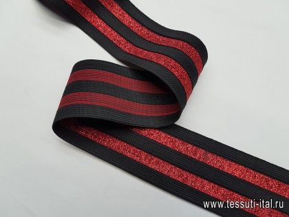 Резинка с люрексом (н) черно-красная ш-5,5см - итальянские ткани Тессутидея арт. F-3494