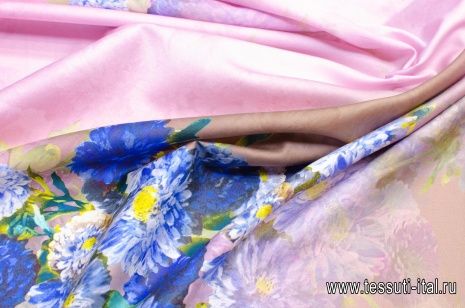 Хлопок (н) крупный цветочный орнамент на розовом - итальянские ткани Тессутидея арт. 01-5152