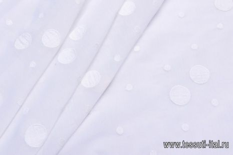 Плательная вышивка (о) белый горох на белом - итальянские ткани Тессутидея арт. 03-5982