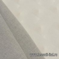 Пальтовая двухслойная (о) стилизованные ромбы на молочном/светло-серо-бежевая - итальянские ткани Тессутидея арт. 09-1931