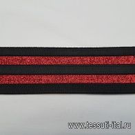 Резинка с люрексом (н) черно-красная ш-5,5см - итальянские ткани Тессутидея арт. F-3494