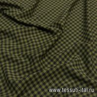 Плательная стрейч (н) черно-зеленая диагональная клетка в стиле Prada - итальянские ткани Тессутидея арт. 17-0983