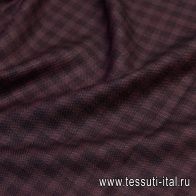 Костюмная (н) бордово-черная меланжевая клетка - итальянские ткани Тессутидея арт. 05-3807