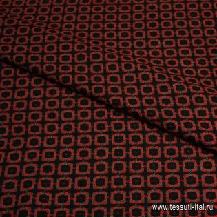 Костюмная (н) черно-красно-серая стилизованная клетка ш-150см - итальянские ткани Тессутидея арт. 05-2162