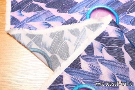 Плательная стрейч (н) розово-сиренево-фиолетовый орнамент - итальянские ткани Тессутидея арт. 01-3514