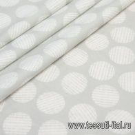 Хлопок стрейч (н) белый стилизованный горох на светло-сером - итальянские ткани Тессутидея арт. 01-5843