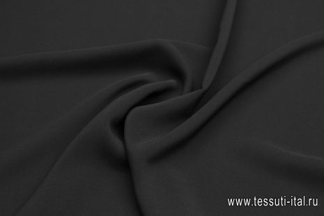 Плательная кади шелк с вискозой (о) сине-черная - итальянские ткани Тессутидея арт. 10-3383