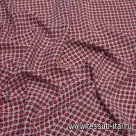 Крепдешин (н) красный стилизованный горох на белом - итальянские ткани Тессутидея арт. 10-2191