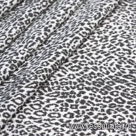 Сорочечная стрейч (н) черно-белый леопардовый принт на серо-белой клетке  - итальянские ткани Тессутидея арт. 01-5688