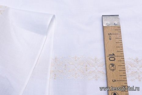 Хлопок (н) бежевая вышивка на айвори - итальянские ткани Тессутидея арт. 01-5233