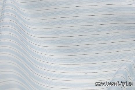 Батист (н) черно-бело-бирюзовая полоска - итальянские ткани Тессутидея арт. 01-4525