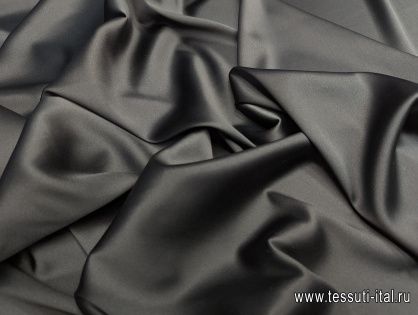 Шелк атлас стрейч (о) черный - итальянские ткани Тессутидея арт. 10-3076