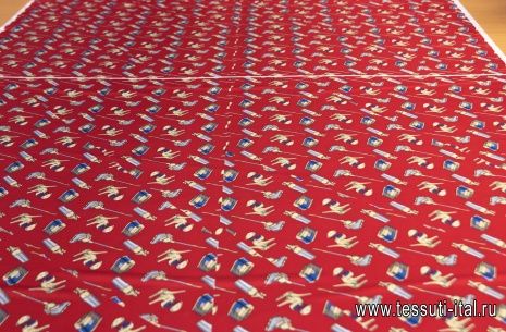 Шелк твил купон (0,95м) (н) бытовые приборы на красном - итальянские ткани Тессутидея арт. 10-1405