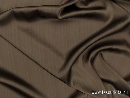 Шелк атлас стрейч полоска (н) темно-коричневый - итальянские ткани Тессутидея арт. 10-2768