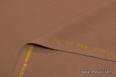 Костюмная креп двухслойная (о) светло-коричневая в стиле Scervino - итальянские ткани Тессутидея арт. 05-4126
