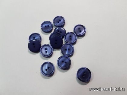 Пуговица пластик 2 прокола d-12мм сине-сиреневая - итальянские ткани Тессутидея арт. F-5518