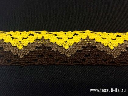 Тесьма макраме (н) желто-коричневая ш-3см - итальянские ткани Тессутидея арт. 01-4082
