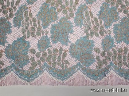 Кружевное полотно с люрексом (н) розово-голубое Solstiss - итальянские ткани Тессутидея арт. 03-5373
