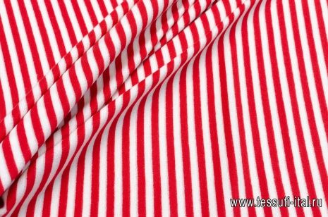 Футер (н) красно-белая полоска - итальянские ткани Тессутидея арт. 12-0871