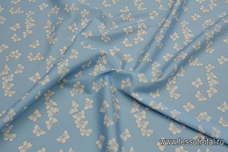 Хлопок (н) белые бабочки на голубом - итальянские ткани Тессутидея арт. 01-7248
