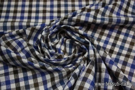 Сорочечная клетка (н) сине-бело-коричневая ш-150см - итальянские ткани Тессутидея арт. 01-3881