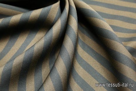 Плательная (н) черно-коричневая полоска - итальянские ткани Тессутидея арт. 03-4352