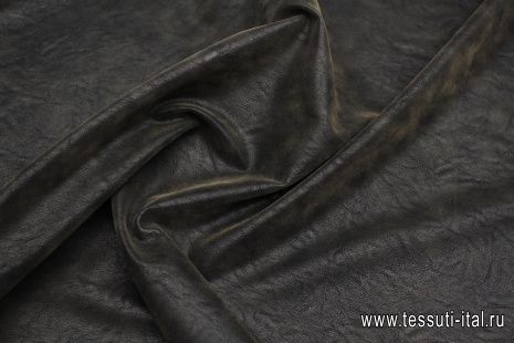 Искусственная кожа на хлопковой основе (о) темно-коричневая - итальянские ткани Тессутидея арт. 03-7050