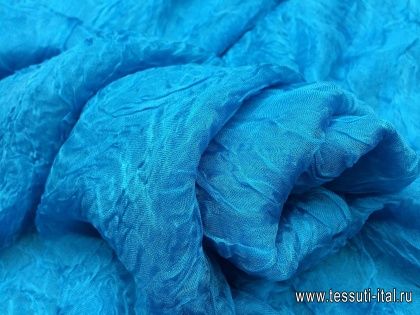 Шифон матлассе крэш (о) голубой - итальянские ткани Тессутидея арт. 02-7476