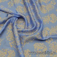 Шармюз (н) бежевый растительный рисунок на голубом - итальянские ткани Тессутидея арт. 10-3424