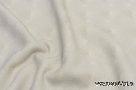 Пальтовая двухслойная (о) стилизованные ромбы на молочном/светло-серо-бежевая - итальянские ткани Тессутидея арт. 09-1931