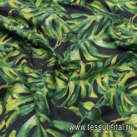 Лен (н) крупные листья на коричневом - итальянские ткани Тессутидея арт. 16-0777