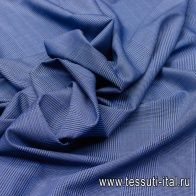 Костюмная стрейч (н) черная стилизованная клетка на голубом - итальянские ткани Тессутидея арт. 05-3101