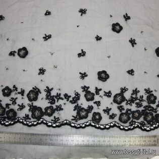 Аппликация черная ручная вышивка Blumarine - итальянские ткани Тессутидея арт. F-1292