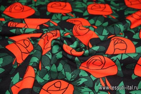 Футер (н) красные розы ш-160см - итальянские ткани Тессутидея арт. 12-0629