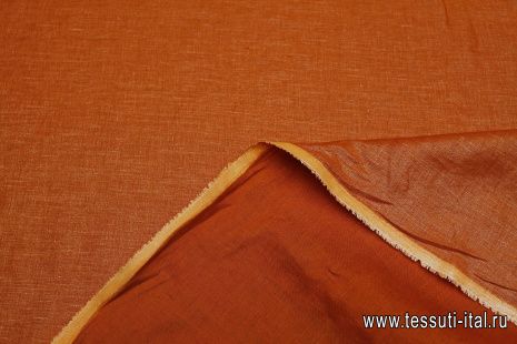 Лен с напылением (о) оранжевый - итальянские ткани Тессутидея арт. 16-0956