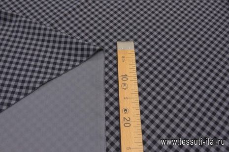 Плательная стрейч (н) серо-черная диагональная клетка в стиле Prada - итальянские ткани Тессутидея арт. 17-0982