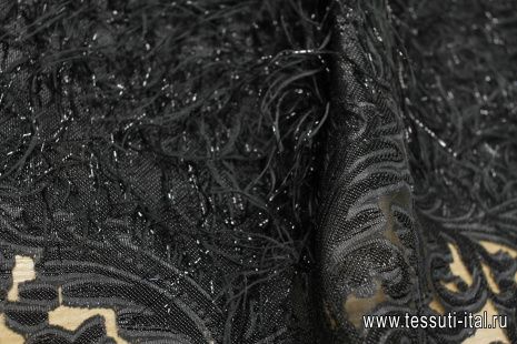 Органза филькупе с люрексом и бахромой (о) черная - итальянские ткани Тессутидея арт. 03-7079