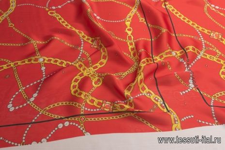 Шармюз купон (0,95м) (н) цепи на красном - итальянские ткани Тессутидея арт. 10-2650