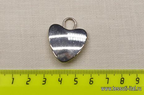 Декоративный элемент d-27мм серебряное сердце - итальянские ткани Тессутидея арт. F-6374