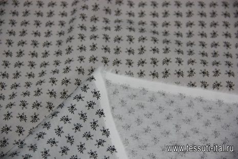 Сорочечная (н) мелкий черный цветочный орнамент на сером ш-150см  - итальянские ткани Тессутидея арт. 01-3119