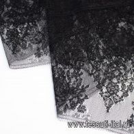 Кружевное полотно (о) черное в стиле Valentino - итальянские ткани Тессутидея арт. 03-6102