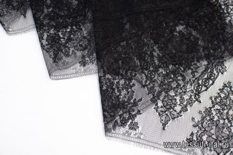 Кружевное полотно (о) черное в стиле Valentino - итальянские ткани Тессутидея арт. 03-6102