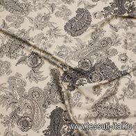 Плательная вискоза (н) черный цветочный рисунок и пейсли на айвори - итальянские ткани Тессутидея арт. 04-1691