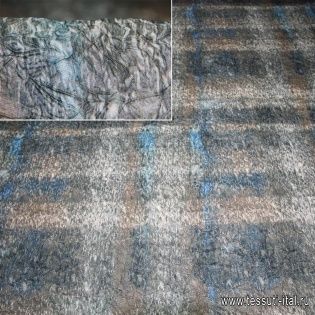Плащевая крэш проклеенная (н) зеленая меланж - итальянские ткани Тессутидея арт. 11-0317