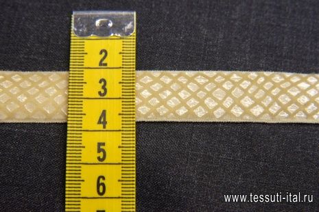 Резинка бархатная под рептилию желтая, светло-фиолетовая ш-1,5см - итальянские ткани Тессутидея арт. F-4539